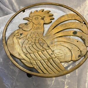 Vintage Brass Rooster Trivet